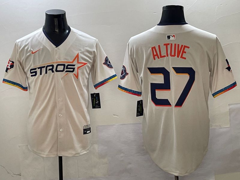 Men Houston Astros #27 Altuve Cream Fourth generation Joint Name 2025 Nike MLB Jersey style 415